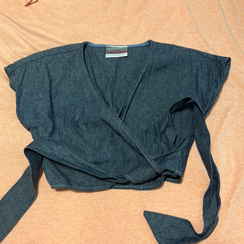 Urban outfitters denim open front crop top